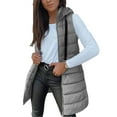 thumbnail image 5 of QSAWXQZ Women's Long Puffer Vest Solid Stand Collar Sleeveless Zip Up Jackets Coat with Pockets for Winter Gray M, 5 of 9