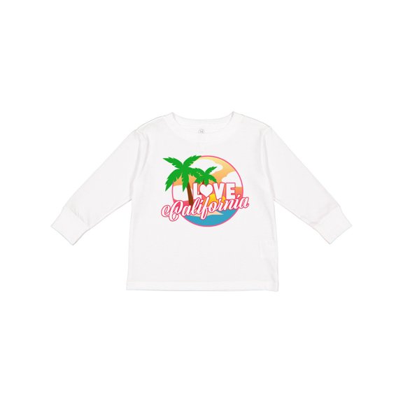 Inktastic I Love California with Ocean and Palm Trees Boys or Girls Long Sleeve Toddler T-Shirt