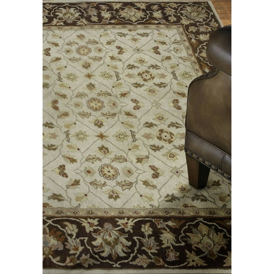 Traditional Elmwood Collection Area Rug In Ivory Brown And Oval Traditional Elmwood Collection Area Rug In Ivory Brown And Oval Rectangle Round Runner Shape Com