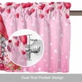 thumbnail image 6 of Valentine's Day Valances for Windows, Sweet Gnome Couple Pink Love Heart Rose Floral Gradient Pink Valance Window Treatment Rod Pocket Short Curtains Valances for Kitchen Bathroom 54"W x 18"L, 6 of 9