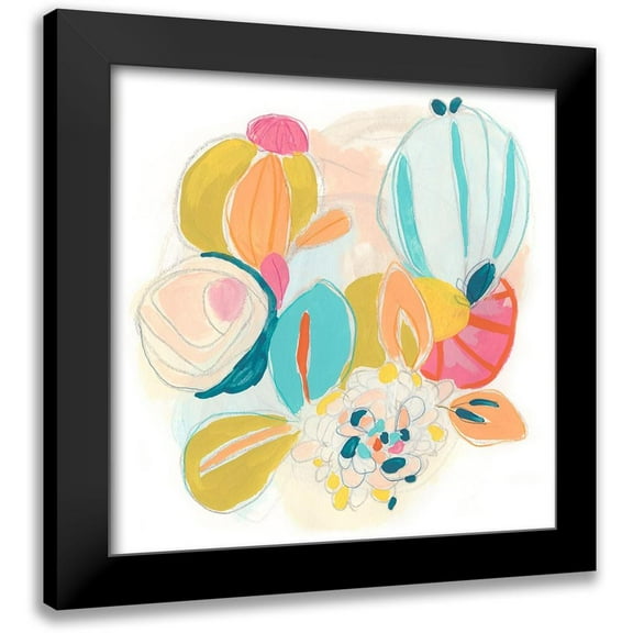 Vess, June Erica 12x12 Black Modern Framed Museum Art Print Titled - Floral Vibe IV