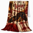 thumbnail image 2 of Dachshund Home Companion, Cozy Pet Portrait Pattern, Warm Flannel Blanket for Living Room and Reading Nook with Detailed Artwork, Dog Lovers Thanksgiving Gift, Pet Lover Home Decor, 2 of 9