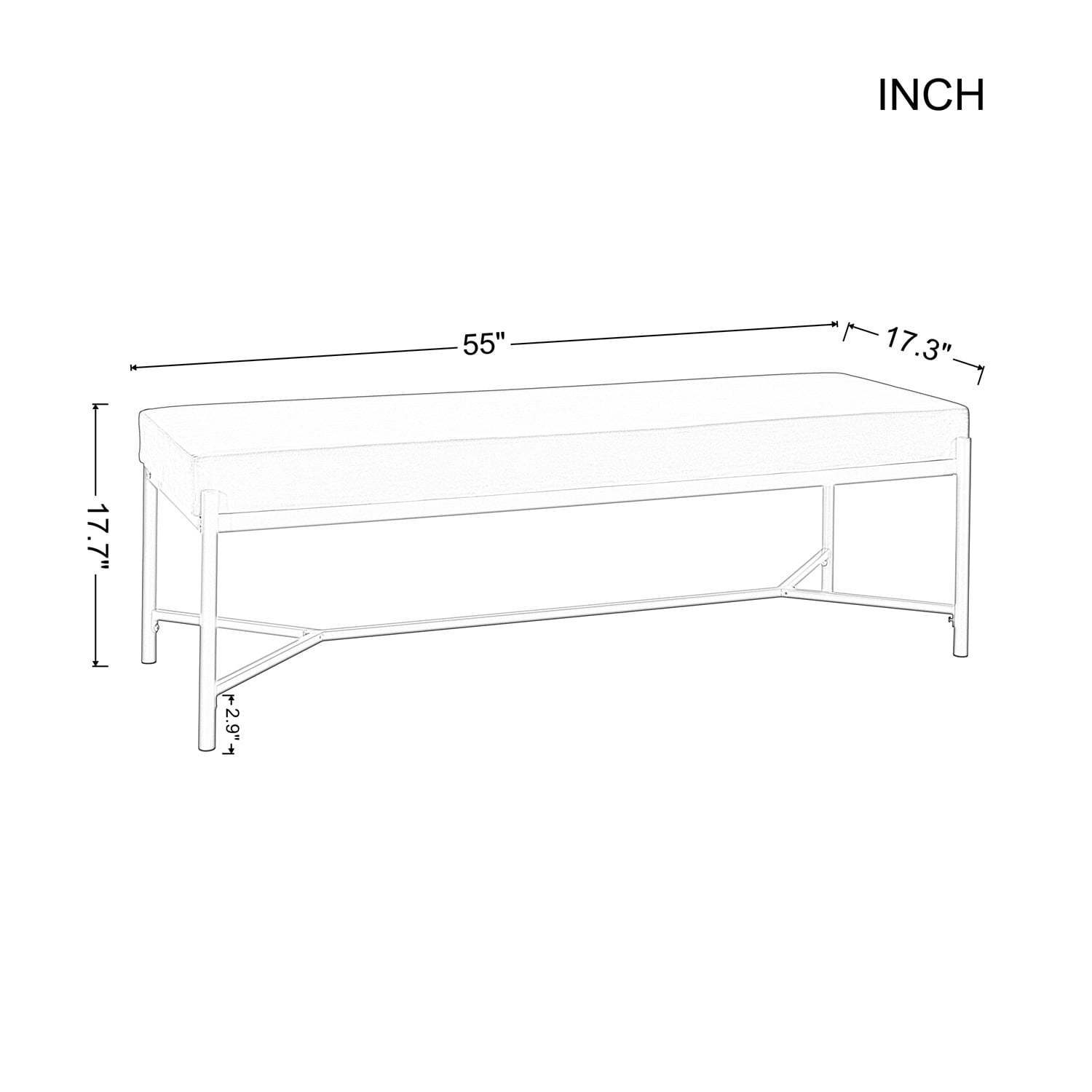 Kadyn Long Upholstered Bench, Metal Entryway Bench for Bedroom, Modern Velvet End of Bed Bench for Entryway, Navy Blue Kadyn Long Upholstered Bench, Metal Entryway Bench for Bedroom, Modern Velvet End of Bed Bench for Entryway, Navy Blue