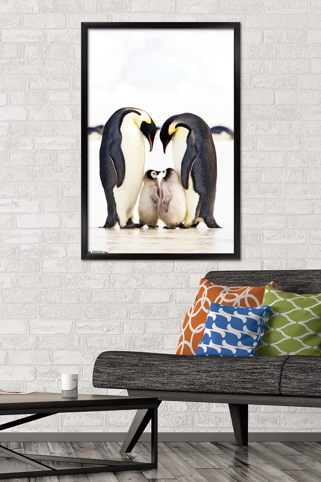 A Group Of Emperor Penguins Wall Poster, 22.375" x 34", Framed