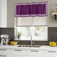 thumbnail image 4 of Dark Purple Greek Key Curtain Valances for Windows, Kitchen Valance Window Treatments Panel 2 Pack, Geometric Greece Ancient Farmhouse Geo Rod Pocket Short Curtains for Bathroom Bedroom 54 x 18 Inch, 4 of 8