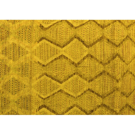 Ahgly Company Machine Washable Indoor Rectangle Southwestern Yellow Country Area Rugs, 5' x 7'