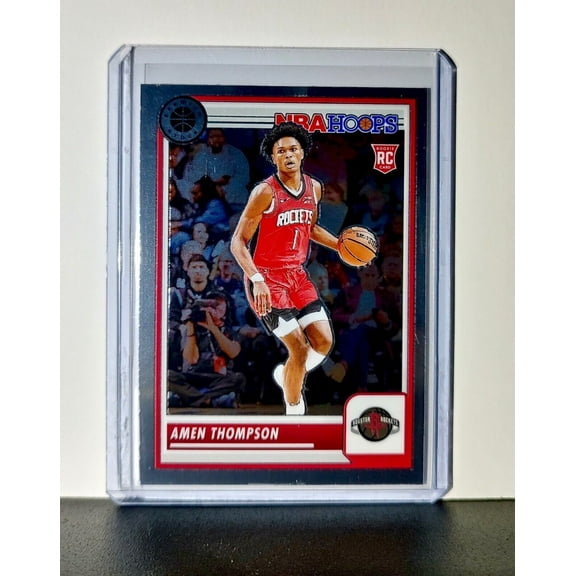 Amen Thompson 2023-24 Panini Premium Stock NBA Hoops #86 Rookie Card Rockets