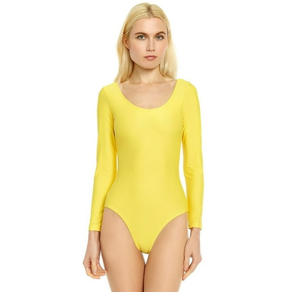 Women Leotard Yellow Long Sleeve Large