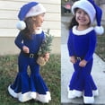 thumbnail image 2 of Zwiiyzr 2024 2-8Y Toddler Baby Boy'S And Girl'S Winter Christmas Outfits Long Sleeve Shirt +Bell Bottoms + Hat Three-Piece Wear Blue, 2 of 9