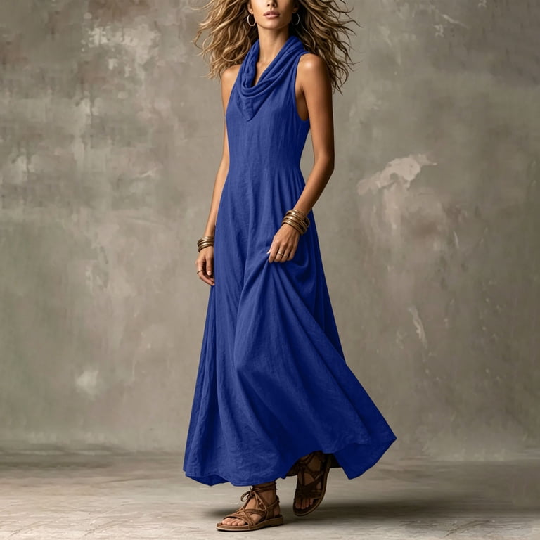 cowl neck dress casual As I Expected Brown Satin Cowl Neck Sleeveless Midi Dress