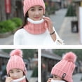 thumbnail image 3 of Winter knitted Hats Ski Cap Wool Lining Ball Cap Pompom Winter Hat For Women Girls Warm Knitted Cap pink, 3 of 9