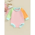 thumbnail image 2 of Bagilaanoe Newborn Baby Girl Boy Rompers Contrast Color Long Sleeve Bodysuits 6M 12M 18M 24M Infant Casual One Piece Short Jumpsuit, 2 of 9