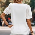 thumbnail image 5 of Top de manga corta de hilo de red de color liso con cuello en V para mujer primavera verano OAVQHLG3B Store  lin121212, 5 of 5