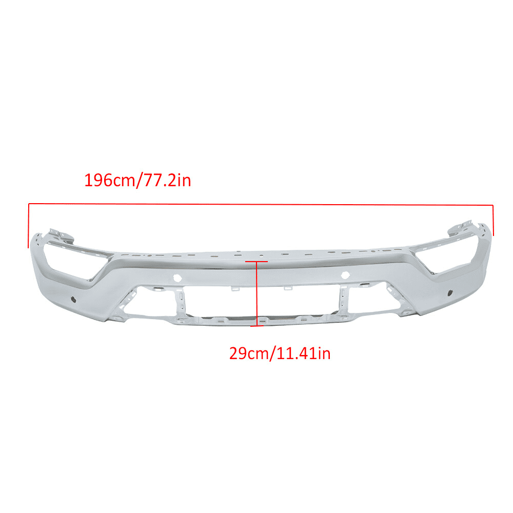 Top Gear Motors Front Bumper for Ford F-150 2021–2023 Chrome Steel with 6 Parking Sensor Holes Replacement Assembly