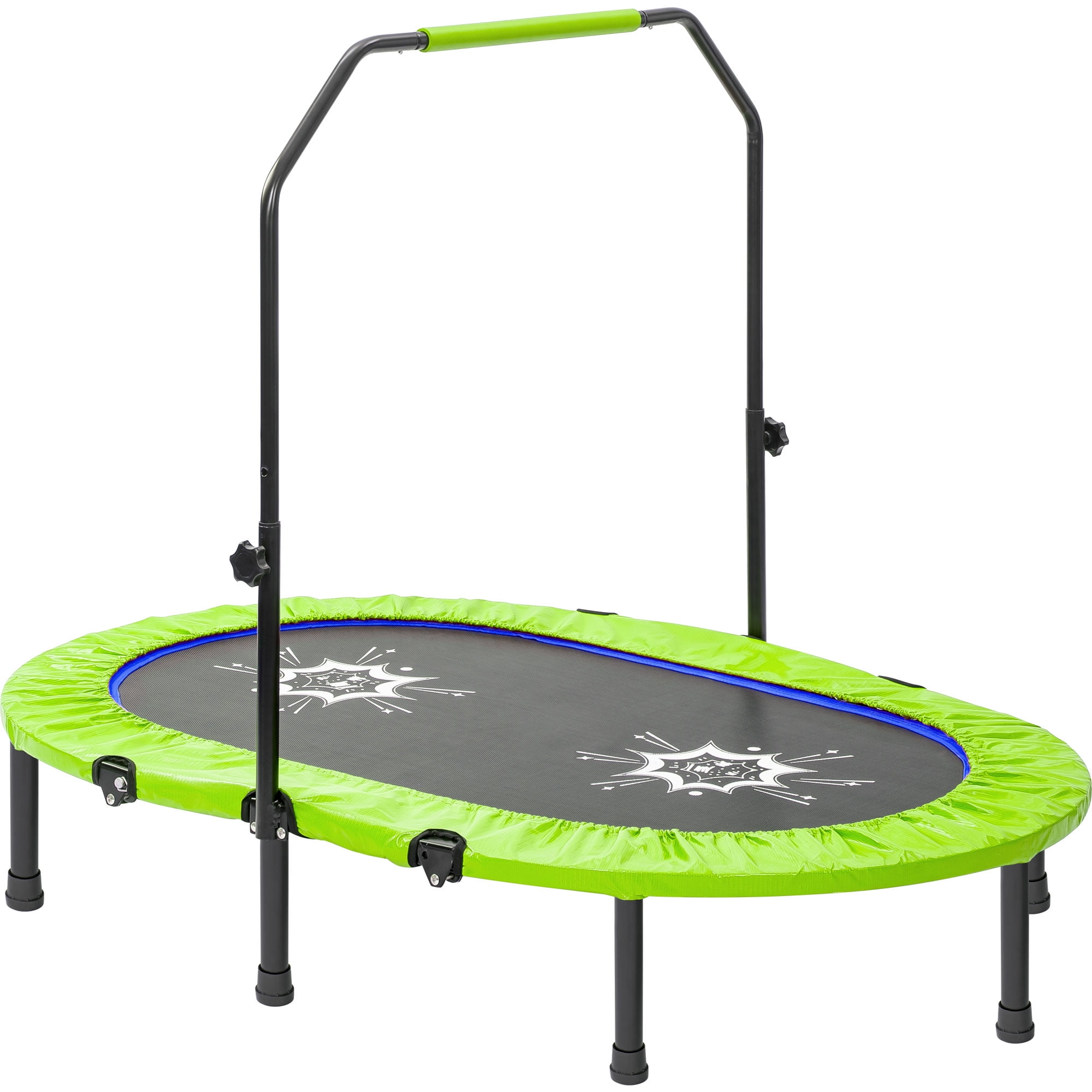 Twin Trampoline with Adjustable Handrail and Safety Cover, 55" Wide Mini Kids Trampoline for 2 Kids Parent-Child Trampoline Indoor and Outdoor Play