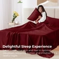 thumbnail image 3 of Seasonwood Satin Sheet Set, King, Silky Bed Sheets, 4 Pieces,Burgund, 3 of 7