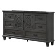 thumbnail image 3 of Platform Rustic Gray Wood Sleigh 3 Piece Bedroom Set in Queen, 3 of 9