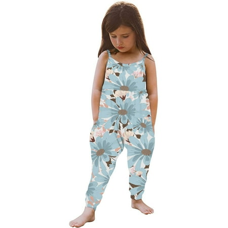 

Baby girl jumpsuit Toddler Kids Baby Girls Sleeveless Floral Print Strap Romper jumpsuit CHMORA