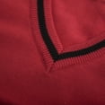 thumbnail image 3 of TOPTIE Chandail Sans Manches d'Uniforme pour Garçon avec Rayures, Col en V, Tricoté, Chandail Sans Manches - Blanc - 7, 3 of 7