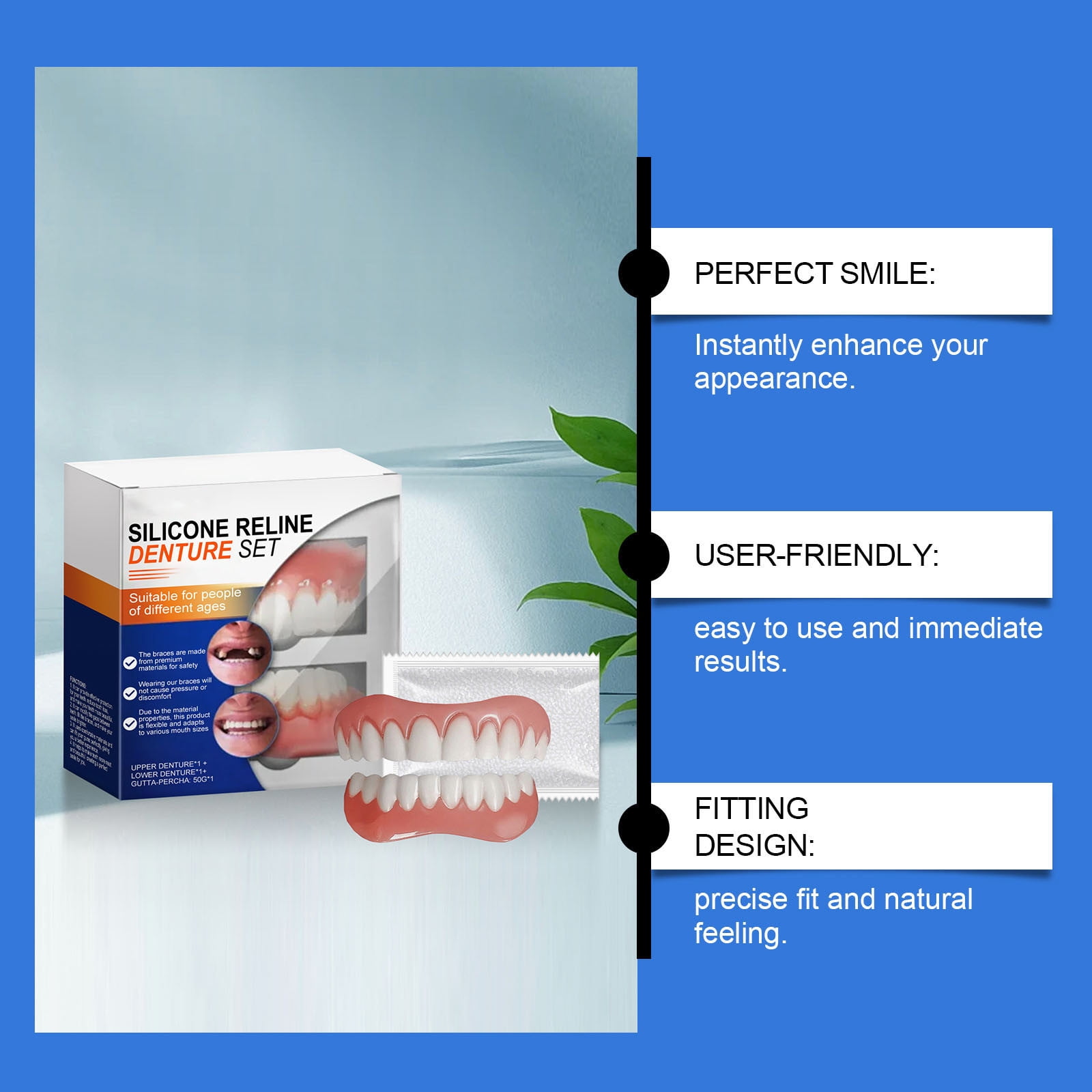 Silicone Dentures with Silicone Reline Set â Customizable Fit for Comfort