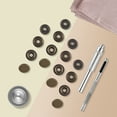 thumbnail image 5 of 50 Sets Press Studs Cap Button, Stainless Steel Snap Fasteners Kit with Hand Fixing Tools, Instant Metal Buttons No-Sew Clips Snap for Bags, Jeans, Clothes, Fabric, Leather Craft(Silver+Bronze), 5 of 8