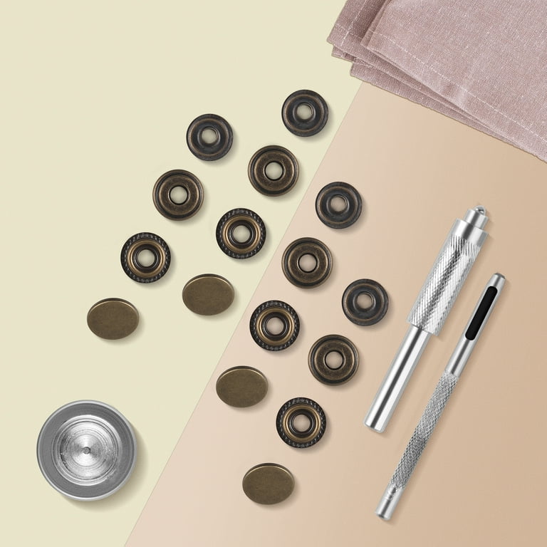 128 Pieces (32Sets) Snap Fastener Kit Tool 15MM Snap Button kit Snaps for  Leather Leather Snaps and Fasteners Kit for High-Grade Metal Material Snaps