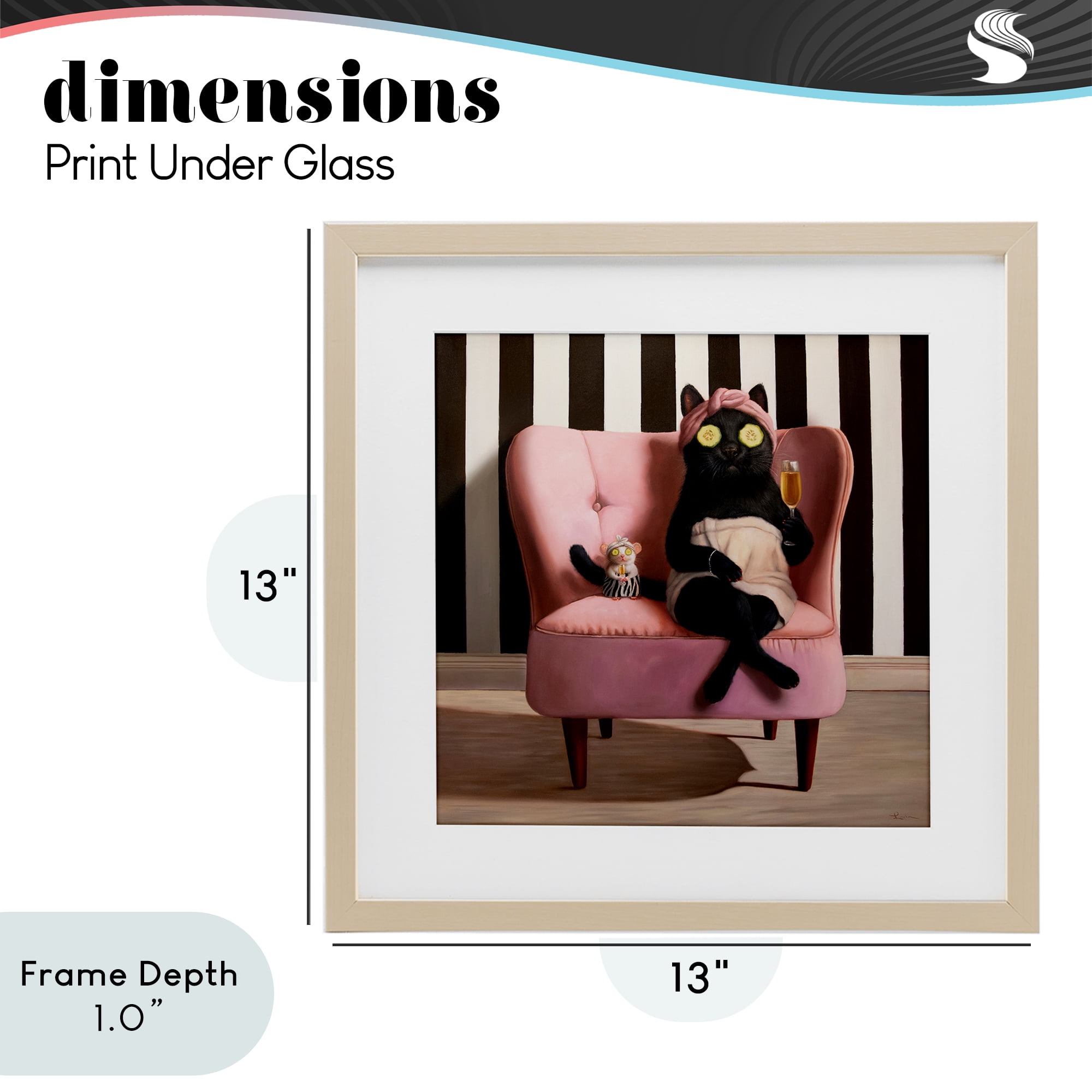 Stupell Industries Pamper Party Cat Birch Framed Print Under Glass, design by Lucia Heffernan