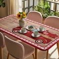 thumbnail image 3 of Valentine's Day Table Cloths for 4 Foot Rectangle Tables, Vintage Love Heart Truck Wooden Valentines Patio Waterproof Elastic Fitted Tablecloths, Washable Rectangular Table Cover for Camping, 3 of 8