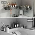 thumbnail image 4 of Corner Shower Caddy Suction Cup, Corner Shower Shelves No Drilling, Aluminum Upgrade Suction Cup Shower Organizer with Towel Bar & Hooks Removable Bathroom Storage Rack(2 Pack, Matte Gray), 4 of 8