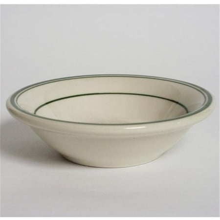 

Green Bay 4.5 oz. Wide Rim Rolled Edge Fruit Dish - American White with Green Band - 3 Dozen