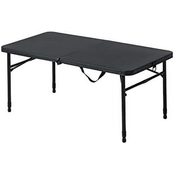 40" L x 20" W Plastic Adjustable Height Fold-in-Half Folding Table, Rich Black$$Furniture