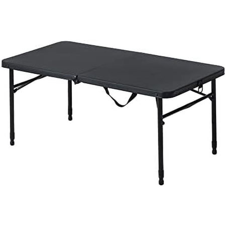 40" L x 20" W Plastic Adjustable Height Fold-in-Half Folding Table, Rich Black