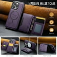 thumbnail image 3 of Wallet Case for iPhone 16 Plus Compatible with MagSafe for Men Women, Detachable Magnetic Wallet Phone Case with Card Slots Holder Kickstand RFID Blocking for iPhone 16 Plus, Purple, 3 of 10