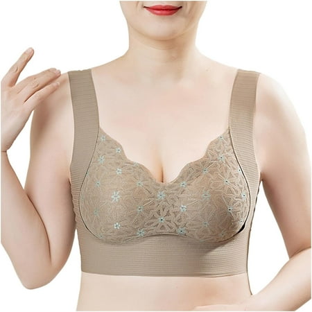 Busydd Womens Bras High Support Sports Bra Full Figure Seamless Underwear Lace Bralettes for Women No Underwire Comfort Embroidered Wireless Everyday Bralettes Solid Color Push Up Bra