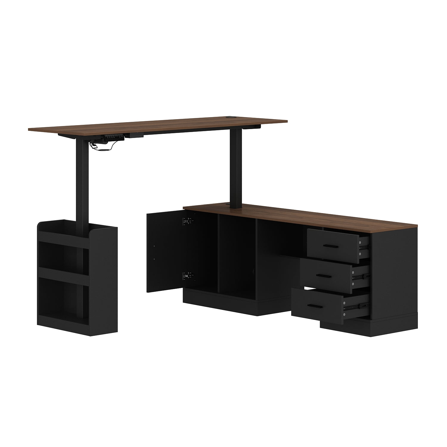 63" Electric Height Adjustable Standing Desk L Shap Office Desk,Black