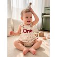 thumbnail image 6 of Loicainy Infant Baby Girl 1st Birthday Overall Romper 6 12 18 Months Letter Embroidery Sleeveless Bodysuit, 6 of 9
