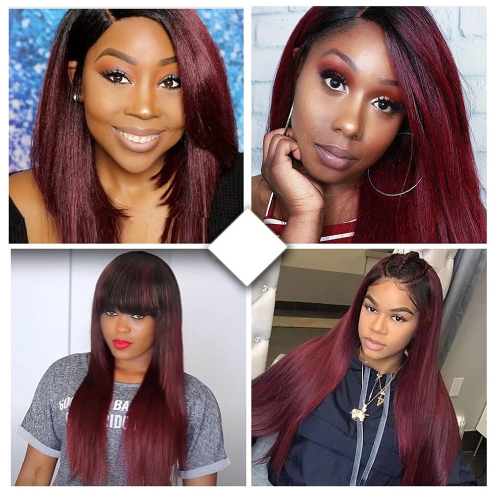 1B/99J Burgundy Human Hair Bundles Ombre Straight Brazilian Virgin Weave Hair Extensions