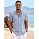 thumbnail image 2 of Camisa COOFANDY de lino casual de manga corta, azul claro, 2 of 5