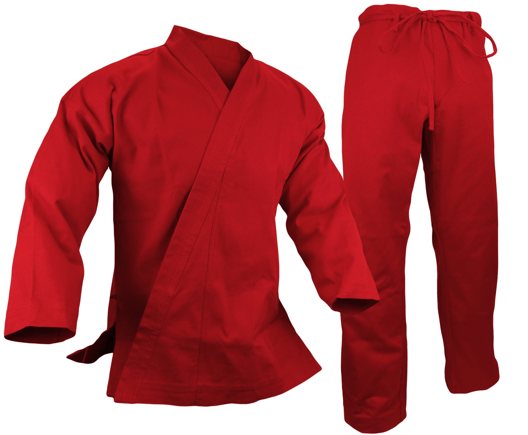 New Karate Uniform Medium Weight Karate Gi w/White Belt Taekwondo Uniform-RED 