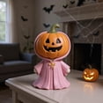 thumbnail image 3 of Halloween Pink Ghost Figurine Decor,Mini Cute Pink Statue with Pumpkin Holding, Decoration for Gift Props Tabletop Home Decorations, Halloween Gift Halloween-Themed Decorations, 3 of 4