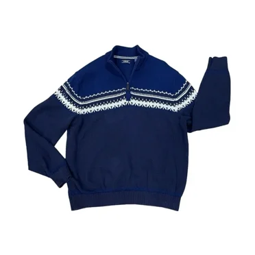 Izod Men's Quarter Zip Pullover Amazing Glaze II Sweater, Large, Peacoat