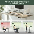 thumbnail image 2 of FEZIBO 48 × 26 Inch Electric Standing Desk with Monitor Stand, Height Adjustable Table with LED Strips, Ergonomic Home Office Furniture with 2 Drawers Storage Gaming Workstation, Light Walnut Top, 2 of 8