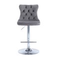 thumbnail image 6 of Tcbosik Swivel Upholstered Bar Stools Set of 2, 24.8"-33" Adjustable Counter Height Barstool with Button Tufted Back, Modern Bar Chair with Metal Base for Dining Room, Living Room, Gray & Silver, 6 of 11