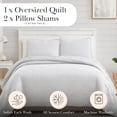 thumbnail image 2 of Southshore Fine Linens Oversized Quilt Bedding Set lightweight, prewash fabric soft coverlet bedspread 3-Piece, two matching shams (108 in wide x 98 in long), Grid White, King / California King, 2 of 9