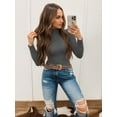 thumbnail image 3 of MOYIKO Mock Turtleneck for Women Long Sleeve Fitted Shirts Tight Tops Tees, 3 of 8