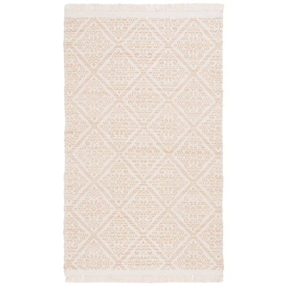 Safavieh Kilim Collection Area Rug - 6' x 9', Gold & Ivory, Handmade Wool, Geometric Trellis Fringe Design, Ideal for Living Room, Bedroom, Dining Room KLM766D-6