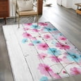 thumbnail image 3 of Rectangle Area Rug 4x6ft, Watercolor Blue Pink Flowers Non-Shedding Washable Area Rug, Country Floral on Wood Non Slip Low-Profile Rugs for Living Room, Bedroom Dining Room, 3 of 9
