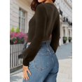 thumbnail image 4 of Pull pour Femmes Col Rond Ajusté T-Shirts Automne 2024 Tricoté Côtelé Manches Longues Tee Basique, 4 of 4