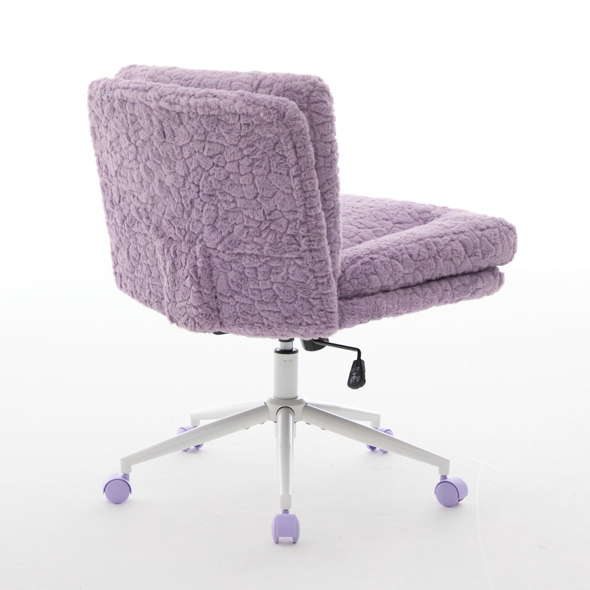 26.4" Wider Seat Office Chair, Artificial Rabbit Hair Home Chair with Metal Base, Adjustable Desk Chair Swivel Office Chair, Vanity Chair (Violet)
