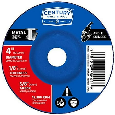 UPC: 0081838755416 | Century Drill & Tool 75541 Metal Grinding Wheel Type 27 – 4 x 0.125 in.